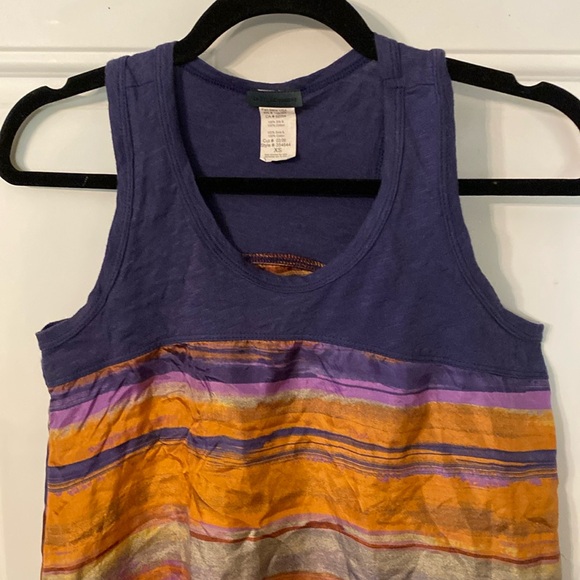 Anthropologie Left of Center Silk Flowy watercolor Striped Tank Sleeveless Top - Picture 2 of 10